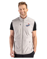 Los Angeles Dodgers Cooperstown Cutter & Buck Hunts Point Epic Comfort Recycled Mens Fleece Vest Polished Medium Gray Front