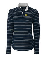 Michigan Wolverines Cutter & Buck Womens Long Sleeve Evie Half Zip Liberty Navy Mannequin