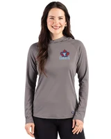 Toronto Blue Jays Cooperstown Cutter & Buck Prospect Epic Confidence Recycled Womens Hooded Pullover Elemental Grey Front