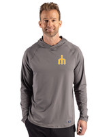 Seattle Mariners Cooperstown Cutter & Buck Prospect Epic Confidence Recycled Mens Hooded Pullover Elemental Grey Front