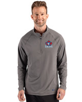 Toronto Blue Jays Cooperstown Cutter & Buck Prospect Epic Confidence Recycled Textured Stretch Mens Quarter Zip Elemental Grey Front