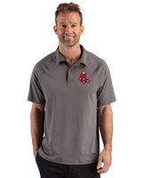 Boston Red Sox Cooperstown Cutter & Buck Prospect Epic Confidence Recycled Textured Stretch Mens Sport Polo Elemental Grey Front