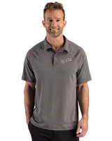 San Diego Padres Cooperstown Cutter & Buck Prospect Epic Confidence Recycled Textured Stretch Mens Sport Polo Elemental Grey Front