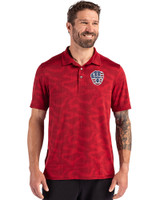 Milwaukee Brewers Stars & Stripes Cutter & Buck Coastline Epic Comfort Recycled Camo Print Mens Polo Cardinal Red Front
