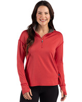 Cutter & Buck Forge Epic Confidence Recycled Stretch Womens Quarter Zip Cardinal Red Heather Front