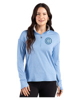 Chicago Cubs Mono Cutter & Buck Forge Epic Confidence Recycled Stretch Womens Quarter Zip Dark Atlas Heather Front