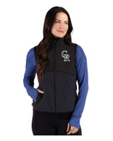 Colorado Rockies Mono Cutter & Buck Hunts Point Epic Comfort Recycled Fleece Womens Full Zip Vest Black Front