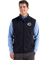 Cincinnati Reds Mono Cutter & Buck Hunts Point Epic Comfort Recycled Fleece Mens Full Zip Vest Black Front