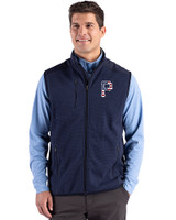 Pittsburgh Pirates Stars & Stripes Cutter & Buck Hunts Point Epic Comfort Recycled Fleece Mens Full Zip Vest Navy Blue Front