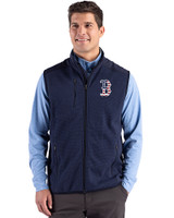 Boston Red Sox Stars & Stripes Cutter & Buck Hunts Point Epic Comfort Recycled Fleece Mens Full Zip Vest Navy Blue Front