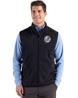 New York Yankees Monochromatic Cutter & Buck Hunts Point Recycled Fleece Mens Hybrid Full Zip Vest Black Front