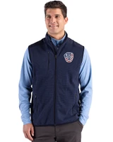 Milwaukee Brewers Stars & Stripes Cutter & Buck Hunts Point Epic Comfort Recycled Fleece Mens Full Zip Vest Navy Blue Front