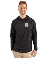 Milwaukee Brewers Mono Cutter & Buck Prospect Epic Confidence Recycled Textured Stretch Mens Big & Tall Hooded Pullover Black Front