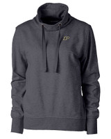 Purdue Boilermakers Cutter & Buck Saturday Cotton Blend Womens Funnel Neck Sweatshirt Charcoal Heather Mannequin