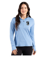 Minnesota United FC Cutter & Buck Forge Recycled Four-Way Stretch Womens Quarter Zip Pullover Dark Atlas Heather Front