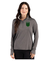 Austin FC - Cutter & Buck Forge Recycled Four-Way Stretch Womens Quarter Zip Pullover Dark Black Heather Front