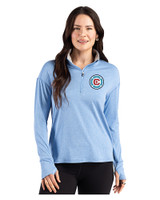 Chicago Fire FC Cutter & Buck Forge Recycled Four-Way Stretch Womens Quarter Zip Pullover Dark Atlas Heather Front