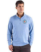Chicago Fire FC Cutter & Buck Forge Recycled Four-Way Stretch Mens Quarter Zip Pullover Dark Atlas Heather Front