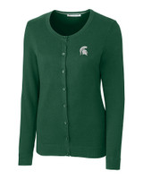 Michigan State Spartans Cutter & Buck Womens Lakemont Cardigan Sweater Hunter Green Mannequin