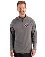 New England Revolution Cutter & Buck Prospect Recycled Featherlight Stretch Mens Big & Tall Quarter Zip Elemental Grey Front