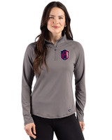 St. Louis City SC Cutter & Buck Prospect Recycled Featherlight Stretch Womens Quarter Zip Elemental Grey Front