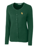 Baylor Bears Cutter & Buck Womens Lakemont Cardigan Sweater Hunter Green Mannequin