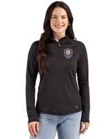 Orlando City SC Cutter & Buck Prospect Recycled Featherlight Stretch Womens Quarter Zip Black Front