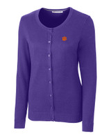 Clemson Tigers Cutter & Buck Womens Lakemont Cardigan Sweater College Purple Mannequin