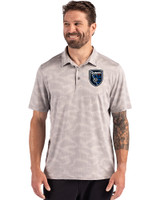 San Jose Earthquakes Cutter & Buck Coastline Recycled Double Peached Camo Print Mens Polo CONCRETE Front