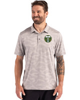 Portland Timbers Cutter & Buck Coastline Recycled Double Peached Camo Print Mens Polo CONCRETE Front