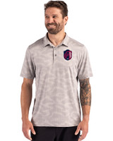 St. Louis City SC Cutter & Buck Coastline Recycled Double Peached Camo Print Mens Polo CONCRETE Front