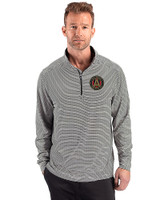 Atlanta United FC - Cutter & Buck Forge Recycled Double Stripe Four-Way Stretch Mens Quarter Zip Pullover Black/White Front