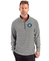 Charlotte FC Cutter & Buck Forge Recycled Double Stripe Four-Way Stretch Mens Quarter Zip Pullover Black/White Front