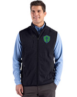 Seattle Sounders FC Cutter & Buck Hunts Point Recycled Fleece Mens Hybrid Full Zip Vest Black Front