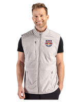 New York Red Bulls Cutter & Buck Hunts Point Recycled Fleece Mens Hybrid Full Zip Vest Polished Medium Gray Front