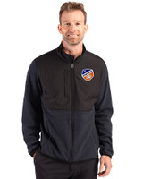 FC Cincinnati Cutter & Buck Hunts Point Recycled Fleece Mens Hybrid Full Zip Jacket
 Black Front