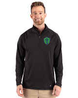 Seattle Sounders FC Cutter & Buck Prospect Recycled Featherlight Stretch Mens Quarter Zip Black Front