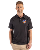 FC Cincinnati Cutter & Buck Prospect Recycled Featherlight Stretch Mens Sport Polo Black Front