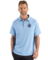 Vancouver Whitecaps FC Cutter & Buck Prospect Recycled Featherlight Stretch Mens Sport Polo Atlas Light Blue Front