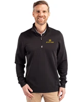 Notre Dame Fighting Irish Cutter & Buck Traverse Stretch Eco Quarter Zip Mens Pullover Black Front