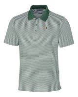 Miami Hurricanes Cutter & Buck Forge Polo Tonal Stripe Tailored Fit Hunter Green Mannequin