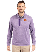 Clemson Tigers Cutter & Buck Stealth Heathered Quarter Zip Mens Pullover College Purple Front