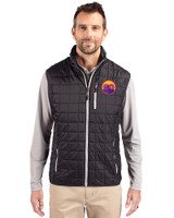 Colorado Rockies City Connect- Cutter & Buck Rainier Recycled Insulated Puffer Mens Big & Tall Full Zip Vest Black Front