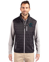 Miami Marlins City Connect- Cutter & Buck Rainier Recycled Insulated Puffer Mens Big & Tall Full Zip Vest Black Front