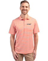 Houston Astros City Connect- Cutter & Buck Virtue Recycled Stripe Featherlight Pique Mens Big & Tall Polo College Orange Front