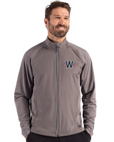 Washington Nationals City Connect- Cutter & Buck Adapt Recycled Soft Knit Stretch Mens Big & Tall Hybrid Full Zip Jacket Elemental Grey Front