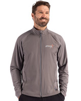 Houston Astros City Connect- Cutter & Buck Adapt Recycled Soft Knit Stretch Mens Big & Tall Hybrid Full Zip Jacket Elemental Grey Front