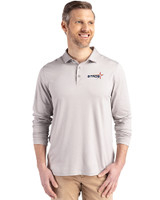 Houston Astros City Connect- Cutter & Buck Coastline Recycled Double Peached Mens Long Sleeve Polo CONCRETE Front