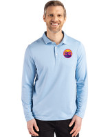 Colorado Rockies City Connect- Cutter & Buck Coastline Recycled Double Peached Mens Long Sleeve Polo Atlas Light Blue Front