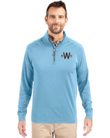 Washington Nationals City Connect- Cutter & Buck Adapt Recycled Soft Knit Stretch  Mens Quarter Zip Pullover  Atlas Light Blue Front